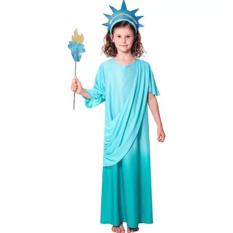  About this item. Made of polyester. Adult costume ideal for dress-up occasions including Halloween. Rubie's Halloween costume features Statue of Liberty design. Statue of Liberty costume set includes a dress robe, headpiece and torch accessory. It's available in an adult size. We aim to show you accurate product information. 